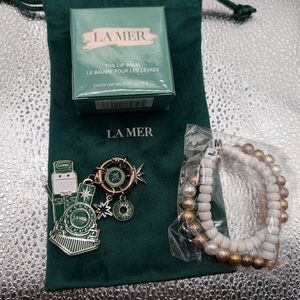Le Mer The Lip Balm W/ Holiday Keychain-Bracelet-Velvet Bag Brand New
